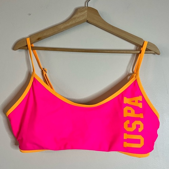 U.S. Polo Assn. Neon Pink & Orange Sports Bra Bikini Top XL - Picture 13 of 16